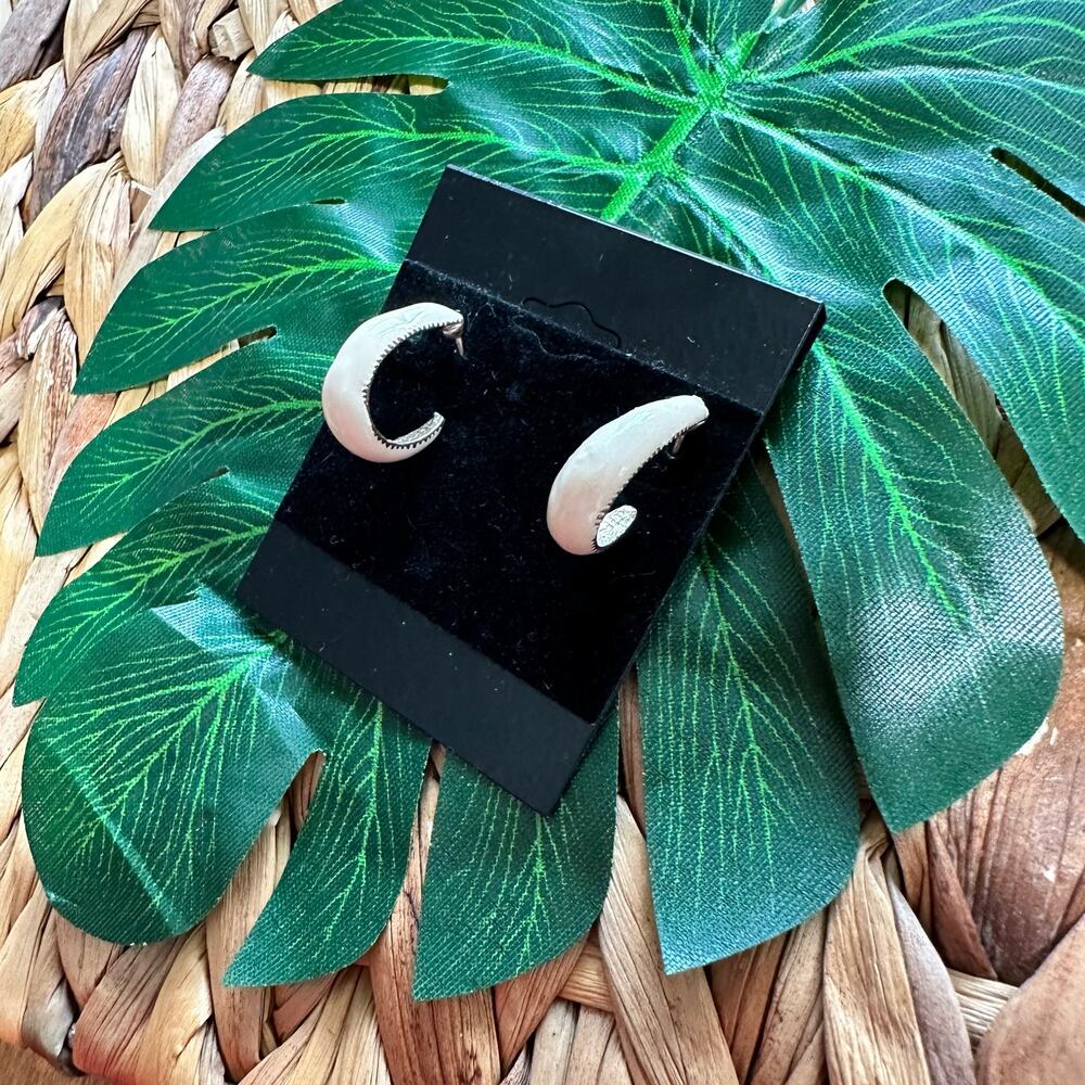 BOGO FREE Enamel White VTG half hoop earrings